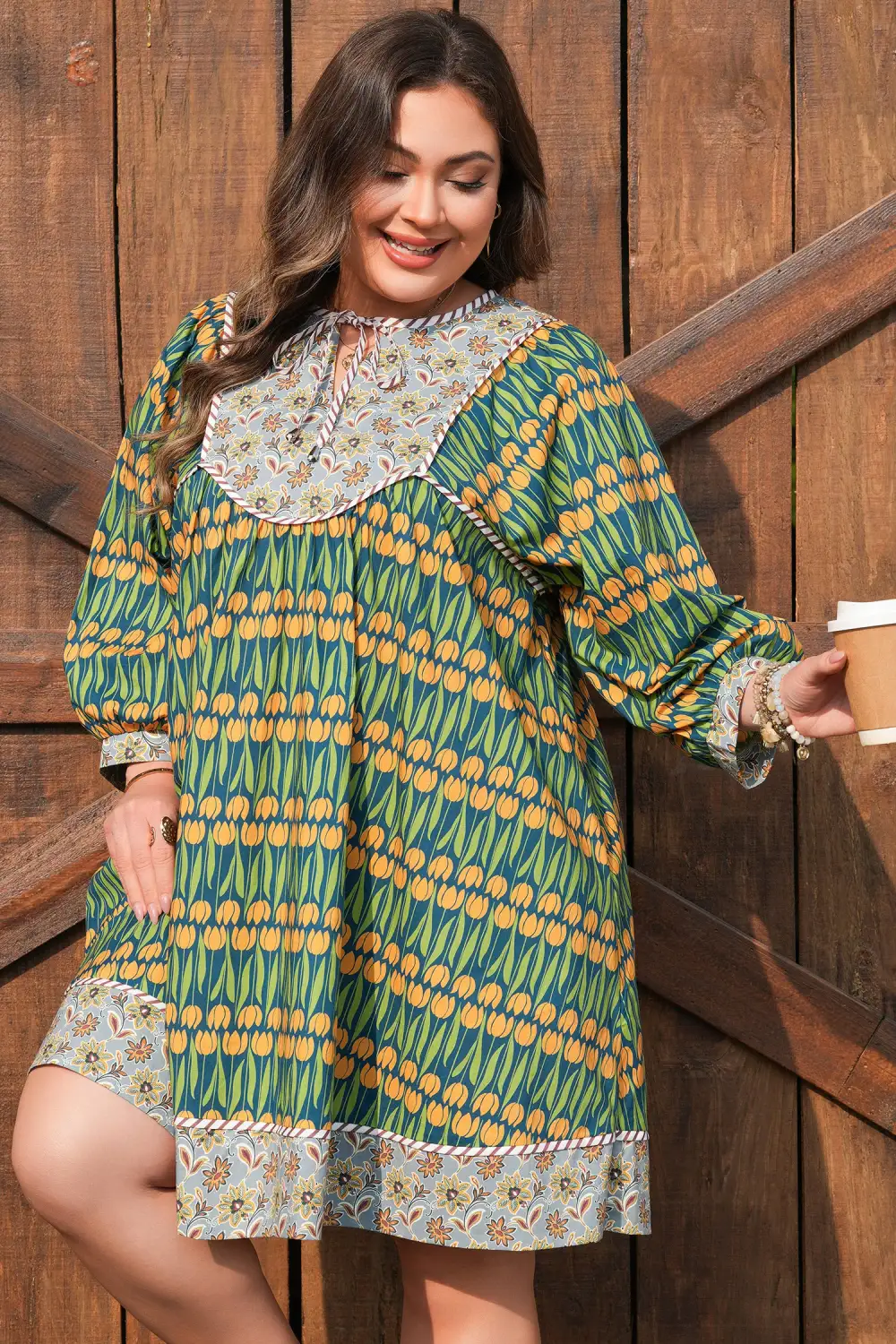 Balanced Detail Floral Striped Mini Dress