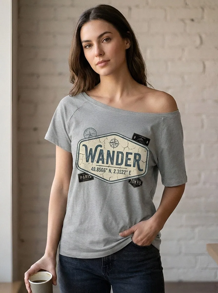 Women's Travel Lover Wander Paris Coordinates Printed T-shirt