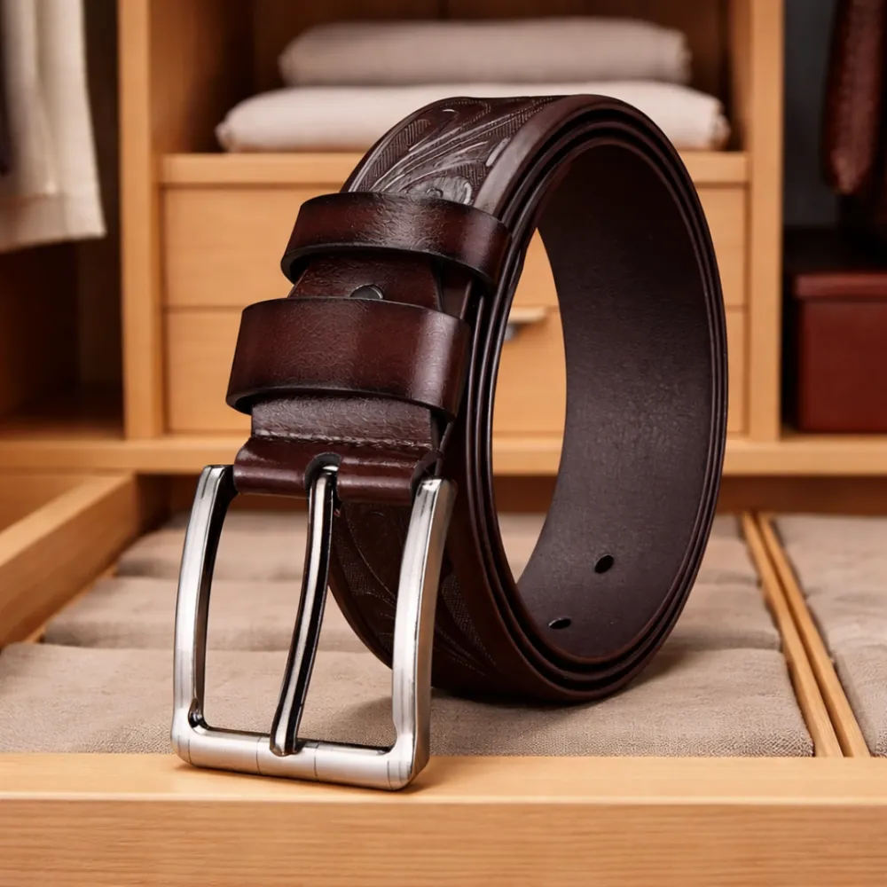 Refined Leather Buckle Belt
