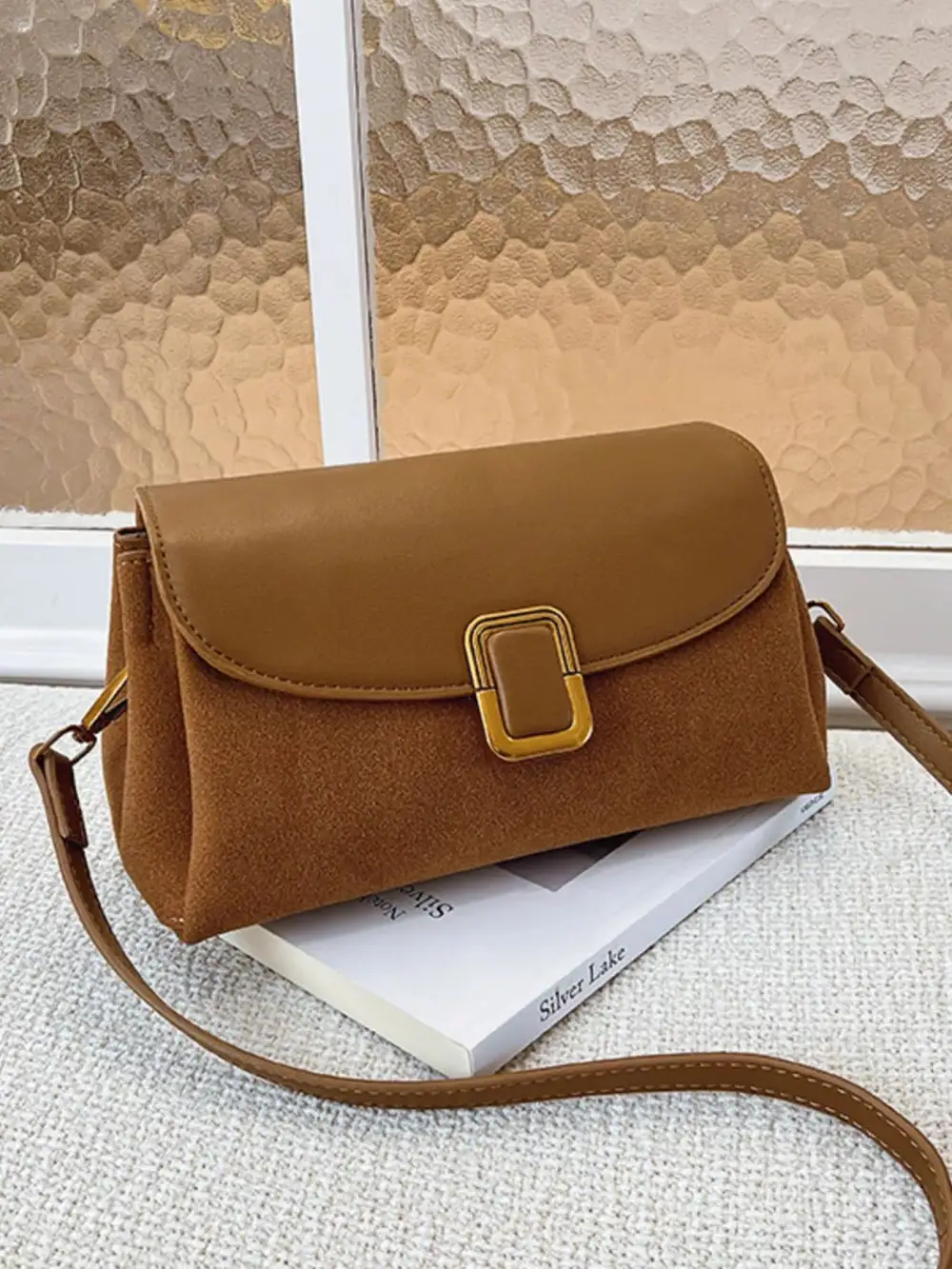 Flap Detail Buckle Detail Crossbody Bag