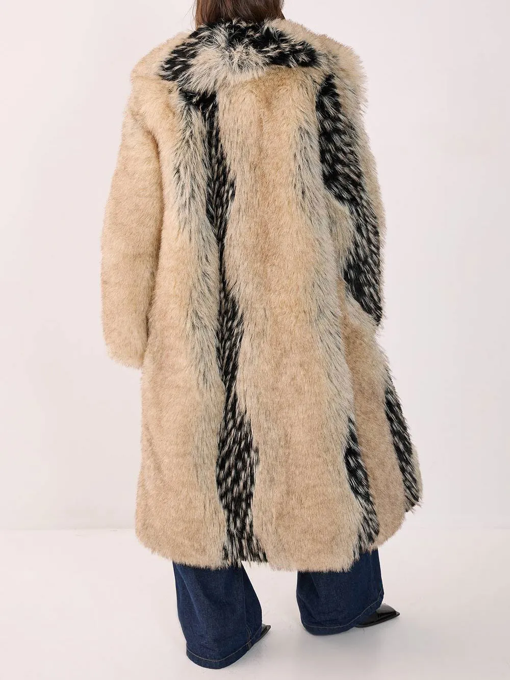 Women's Vintage-Style Fuzzy Long Coat