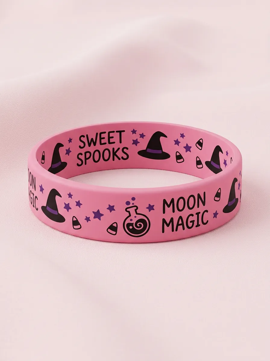 Moon Witch Witch-Hat Halloween Graphic Wristband