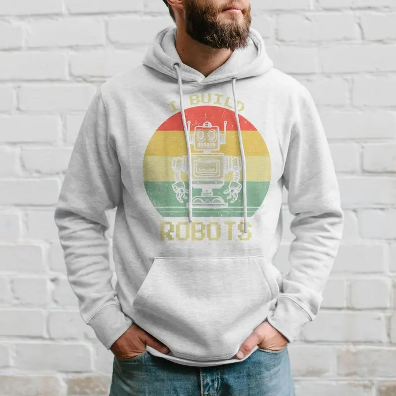 I Build Robots Retro Vintage Robotics Engineer Hoodie