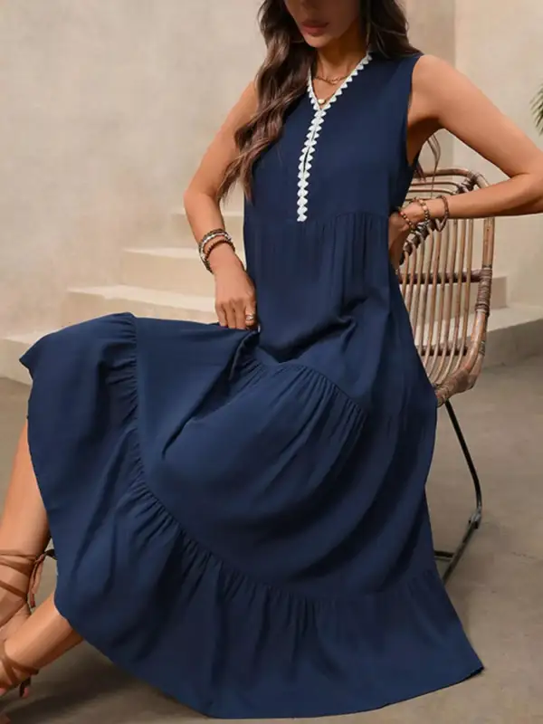 A Line Tiered Ruffle Casual Dress