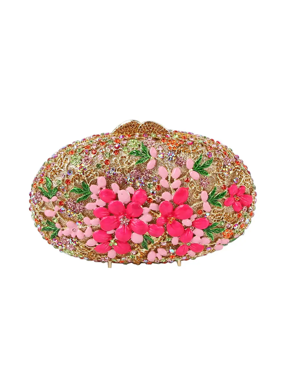 Chain Accent Floral Clutch Bag