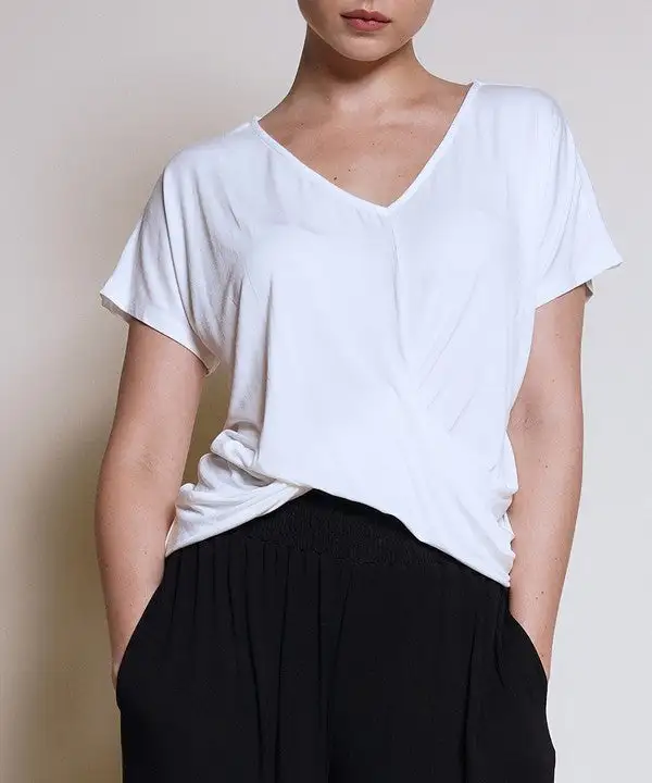 Bamboo Twist Front Dolman Top Tee