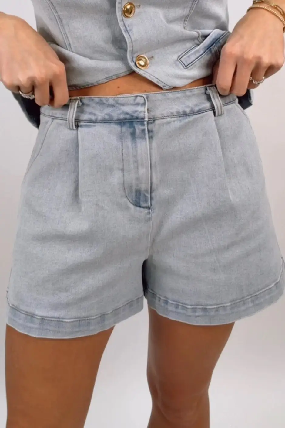 Pleated High Rise Shorts