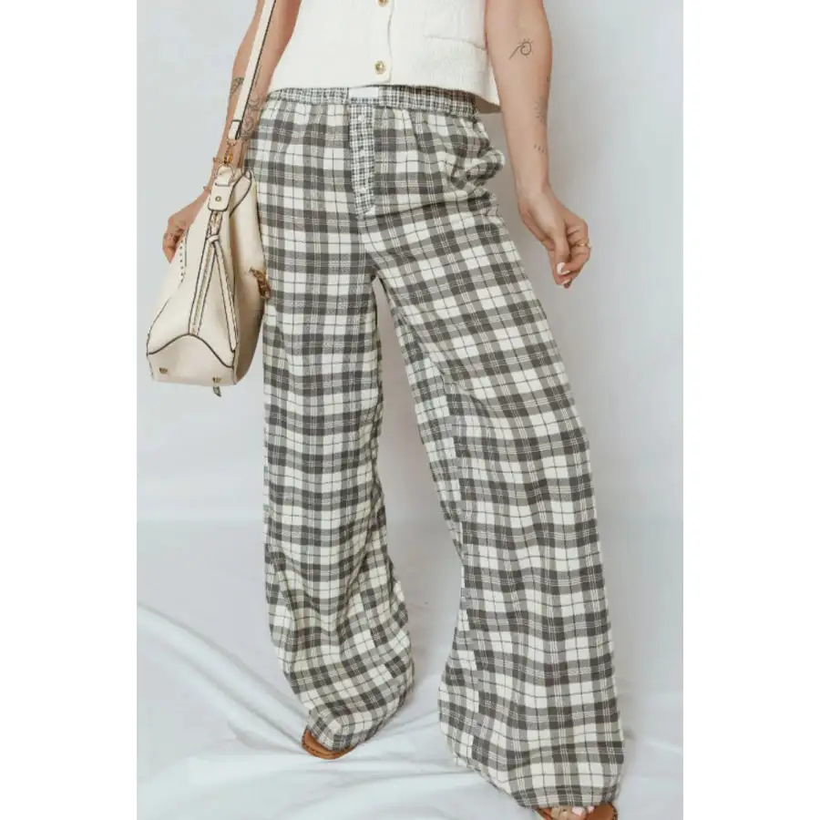 Plaid Wide Leg Pants