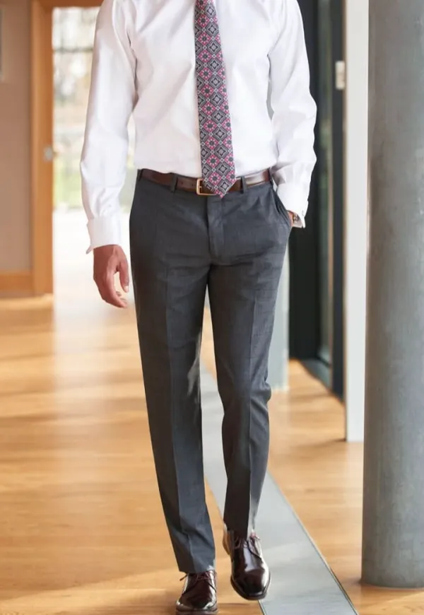 Men's Slim Fit Checked Stretch Suit Trousers
