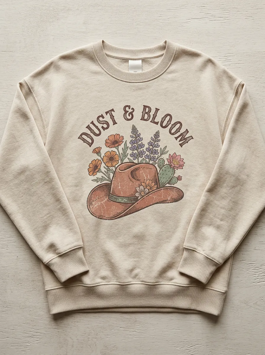 Women's Western Cowgirl Floral Dust & Bloom Printed Sweatshirt