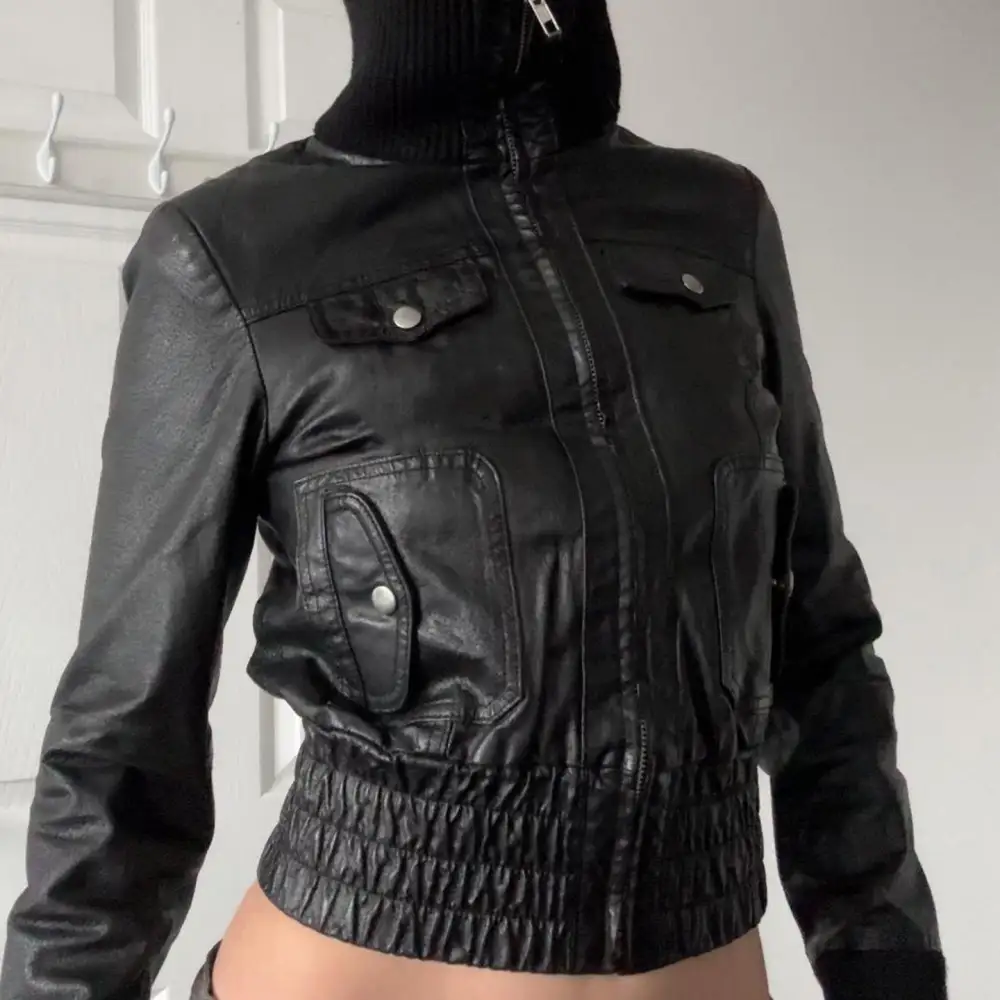 Faux Leather Bomber Jacket