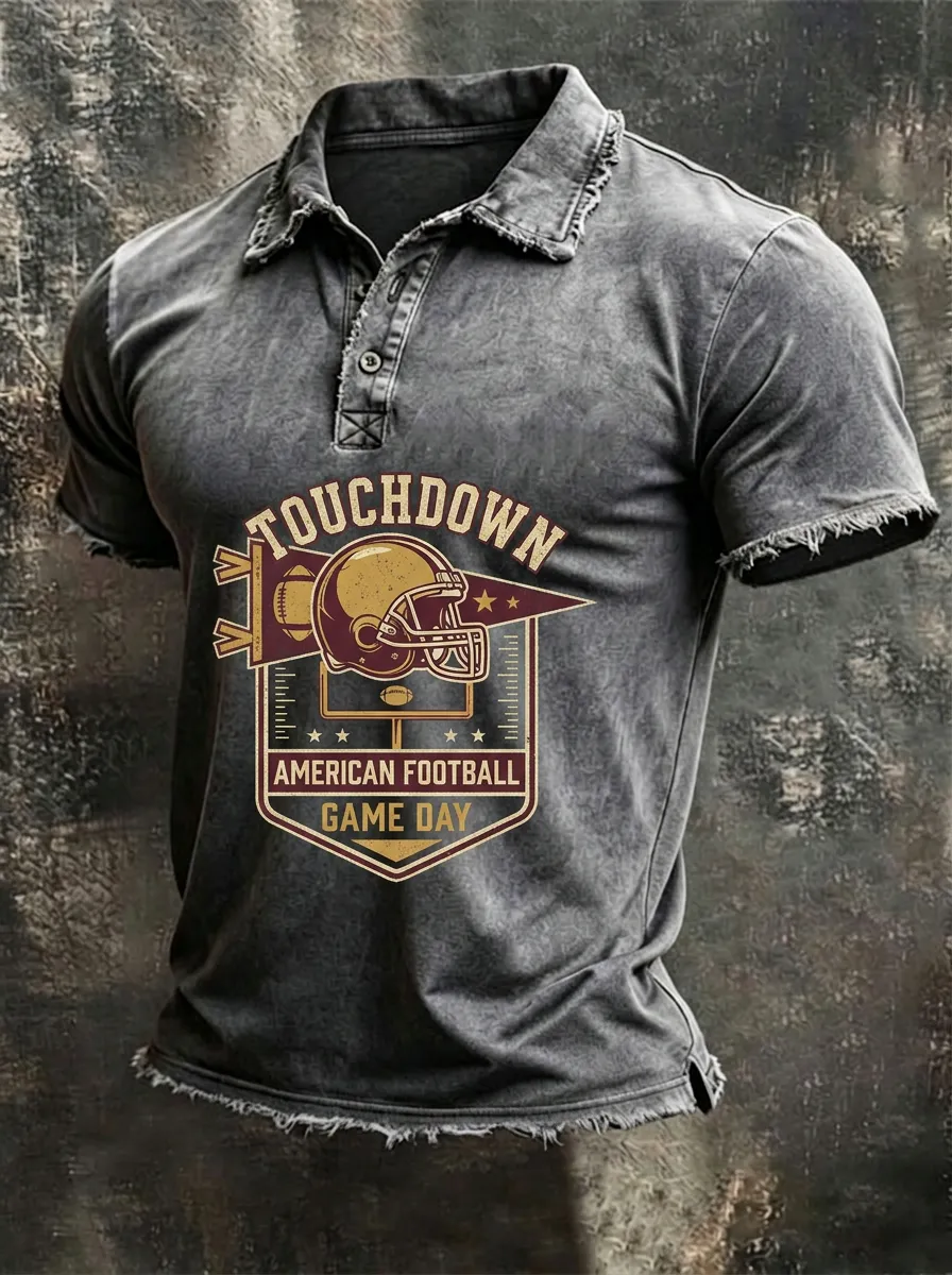 Football Touchdown Game Day Graphic Polo Shirt