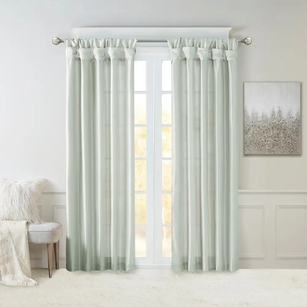 Polished Faux Silk Twist-Tab Curtain Panel