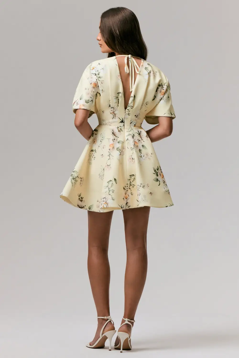 Delight | Lemon Print Plunge-Neck Ruffled Mini Dress
