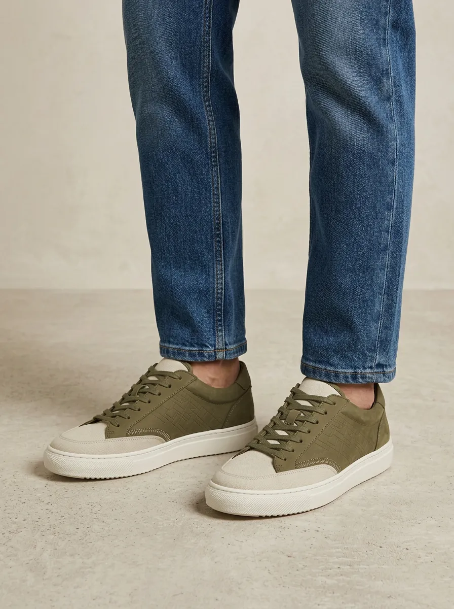 Men's Geometric Embossed Canvas Printed Casual Shoes