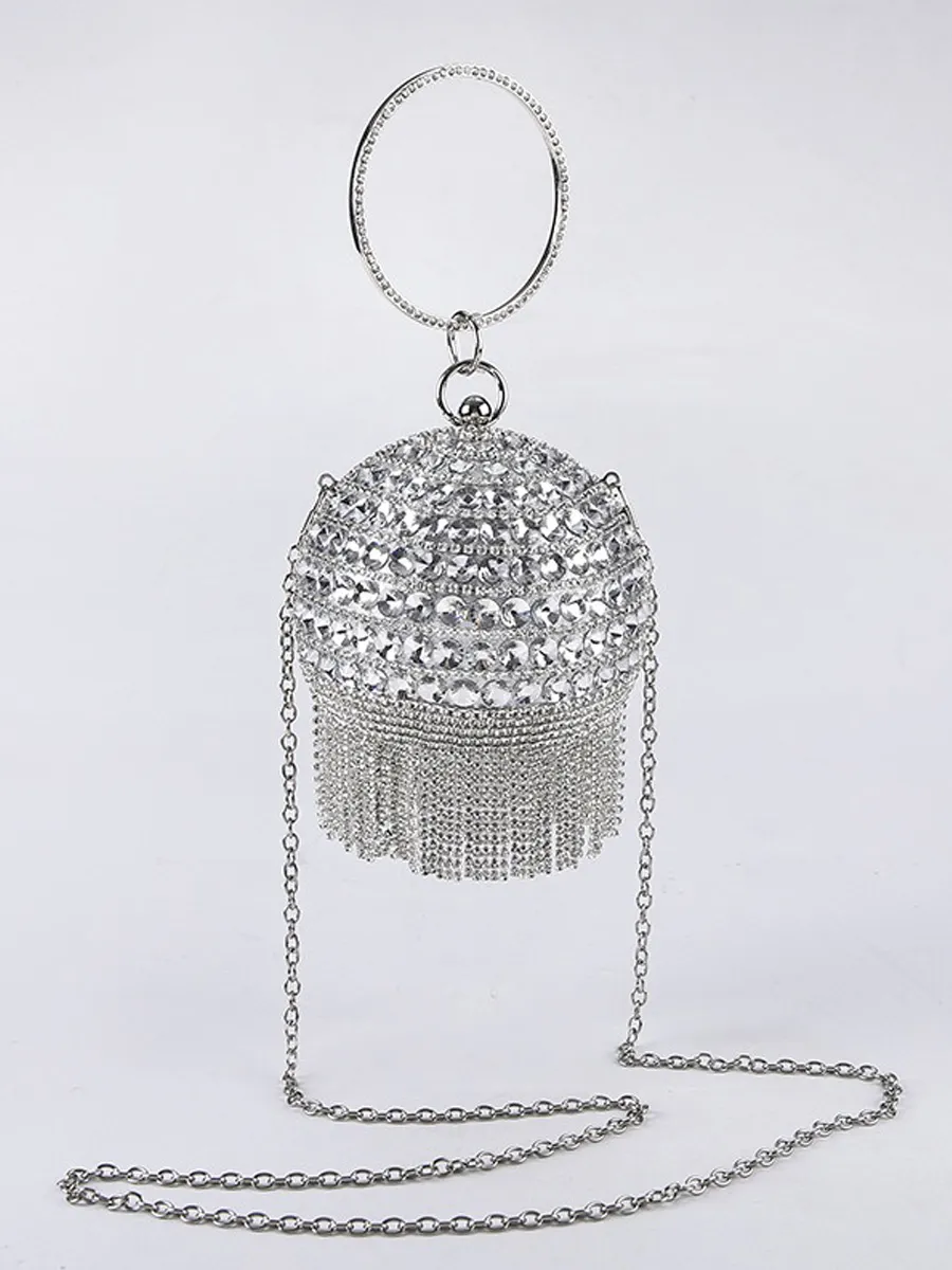 Guinevere Rhinestone Tassel Sphere Bag