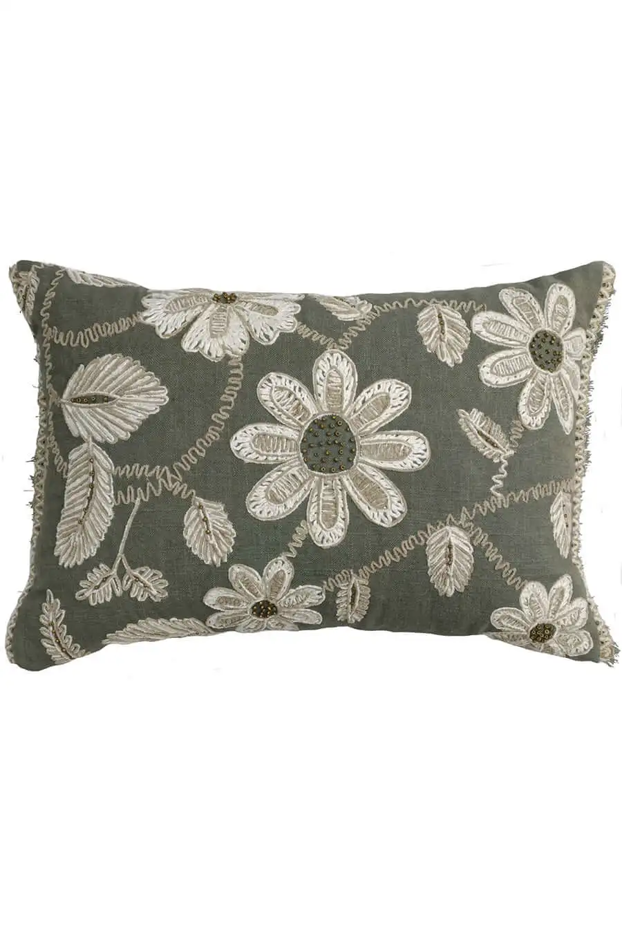 Hand Embroidered Jute Lumbar Decorative Cushion Cover