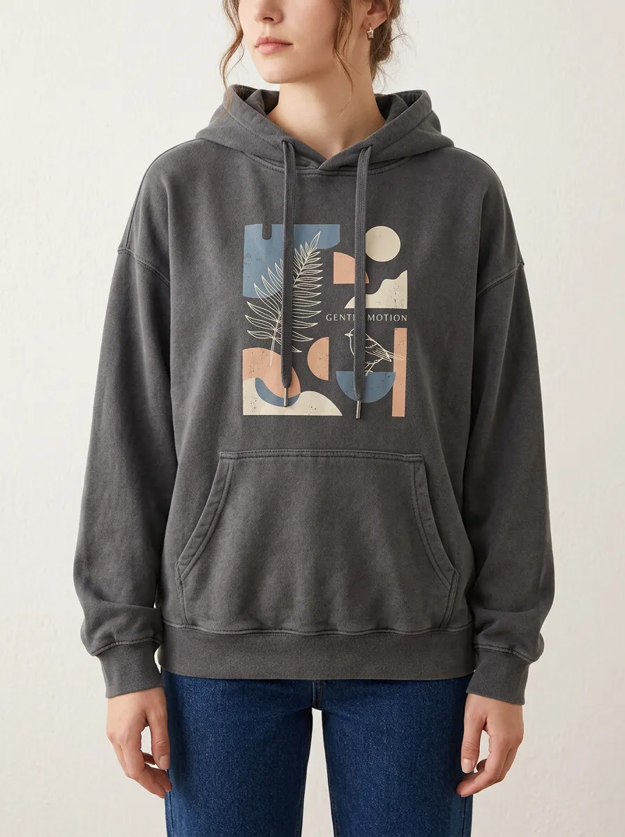 Nature Art Abstract Bird Fern Hoodie