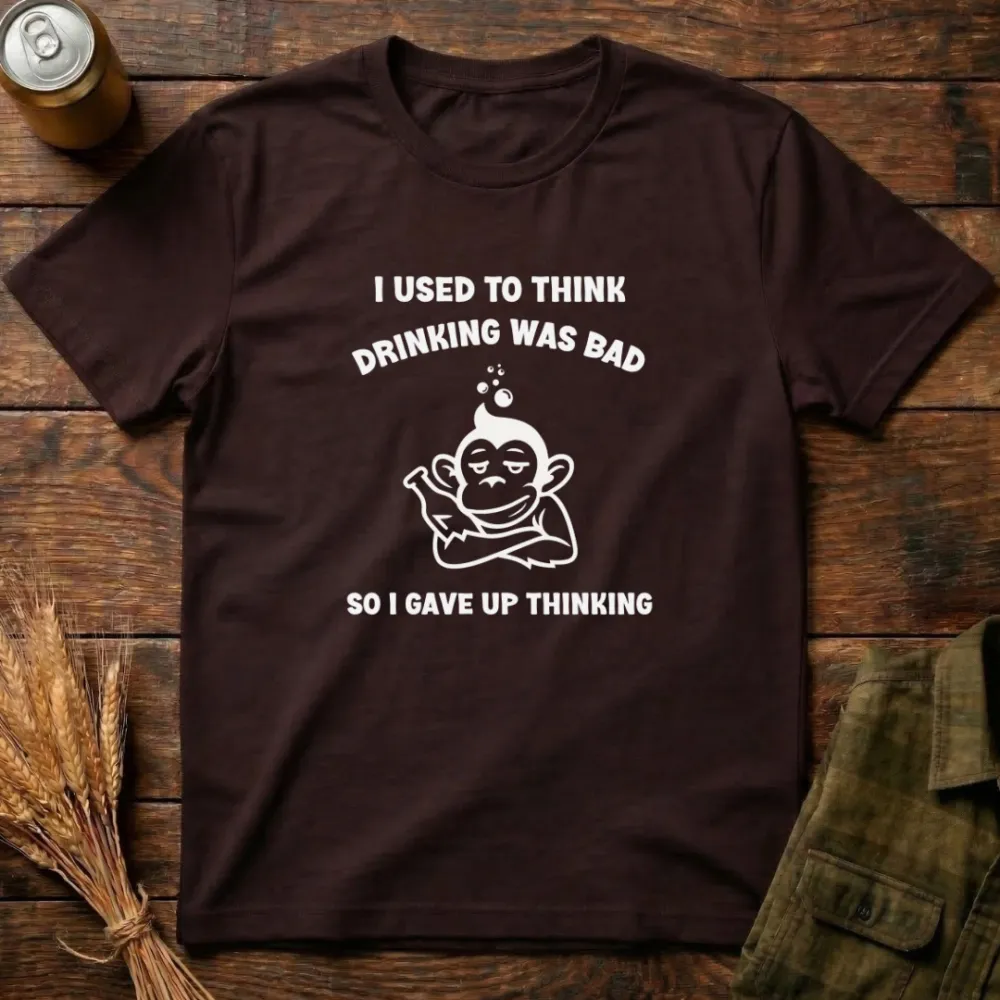 Drinking Was Bad Graphic Cotton T-Shirt