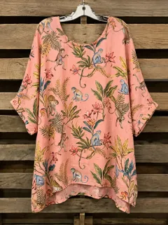 Nature-Inspired Floral Tropical Women's Loose Printed T-Shirt