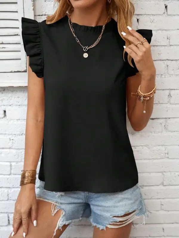 Soft Ruffle Sleeve Blouse