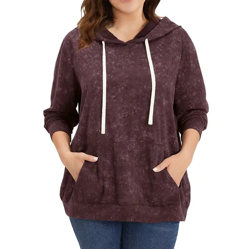 Drawstring Pocketed Long-Sleeve Textured Hoodie