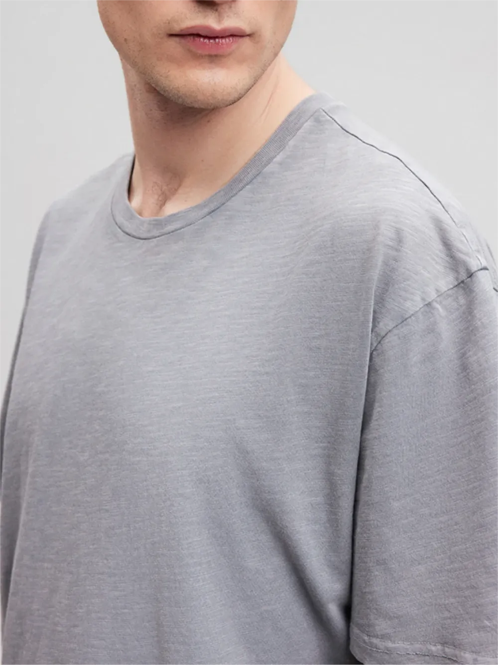 Solid Gray Short - Sleeve Casual Tee