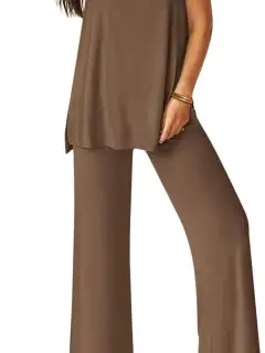 Relaxed Round-Neck Pants Matching Set