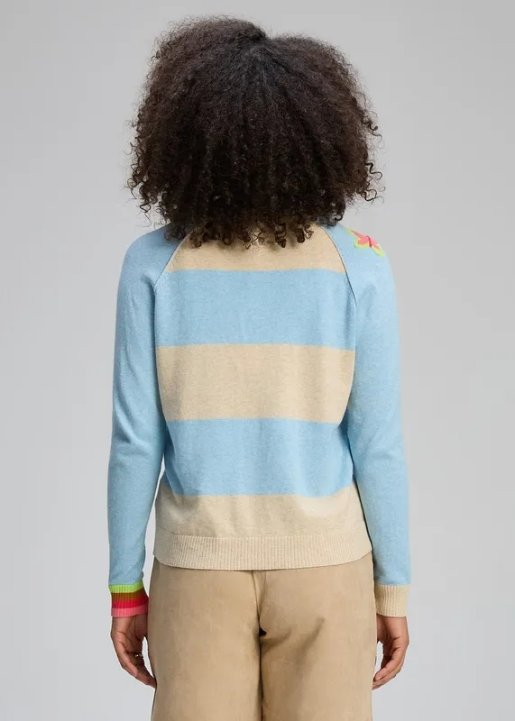 Cotton Cashmere Embroidered V-Neck Cardigan