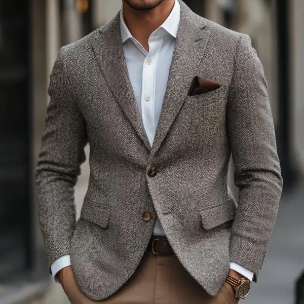 Buttoned Sharp Lapel Blazer