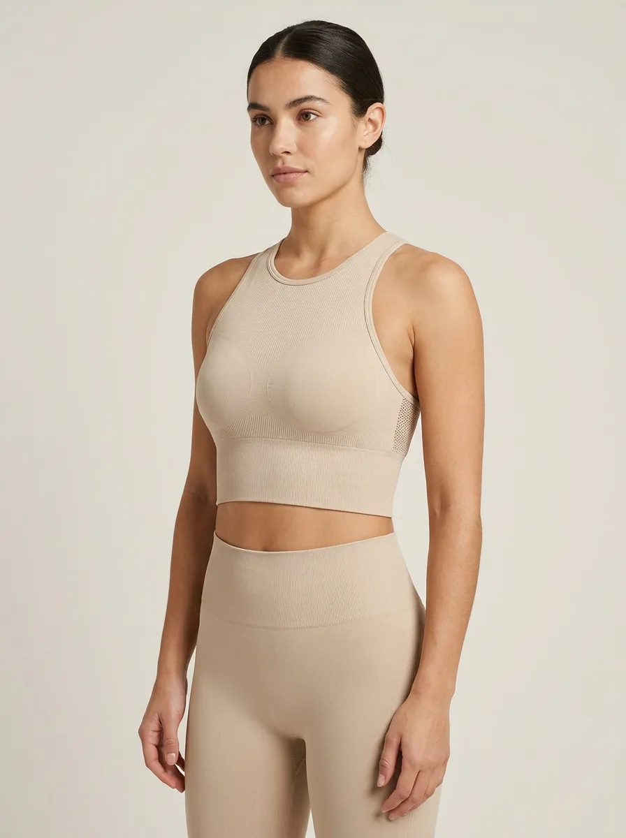 Women's Ribbed Seamless Printed Sports Bra