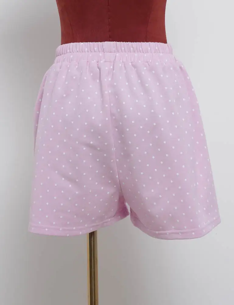 Polka Dot Elastic Waist Pocket Wide Leg Shorts
