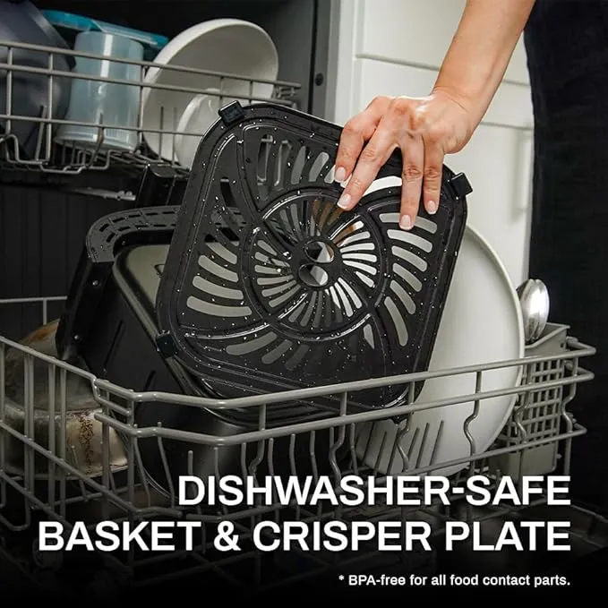 Air Fryer 6.8 Quarts, 10-in-1 Functions, Air Fry, Roast, Bake, Broil, Dehydrate, Large & Compact Air Fryers, Nonstick & Dishwasher-Safe Airfryer Basket, Stainless Steel Air Fryer, Metal Grey