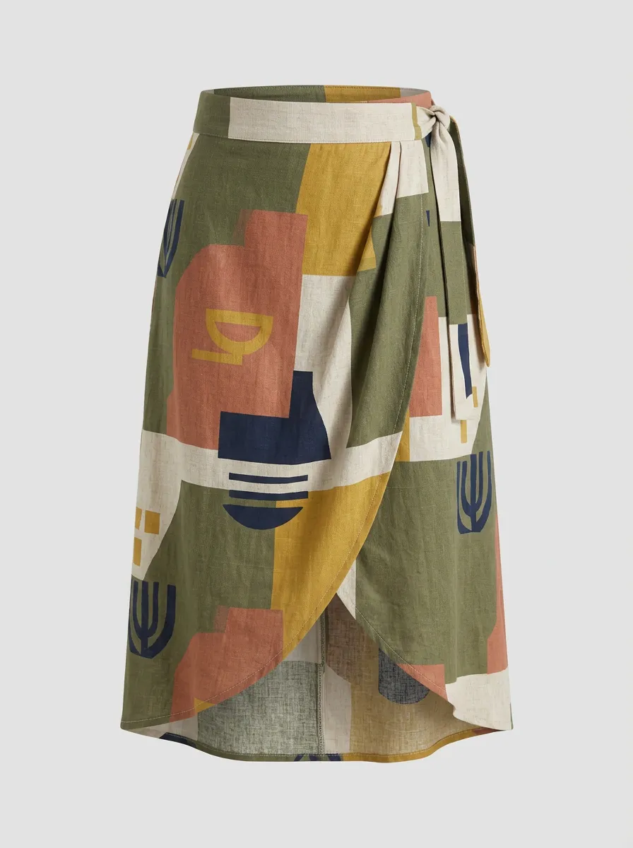 Women's Abstract Geometric Pattern Printed Wrap Skirt