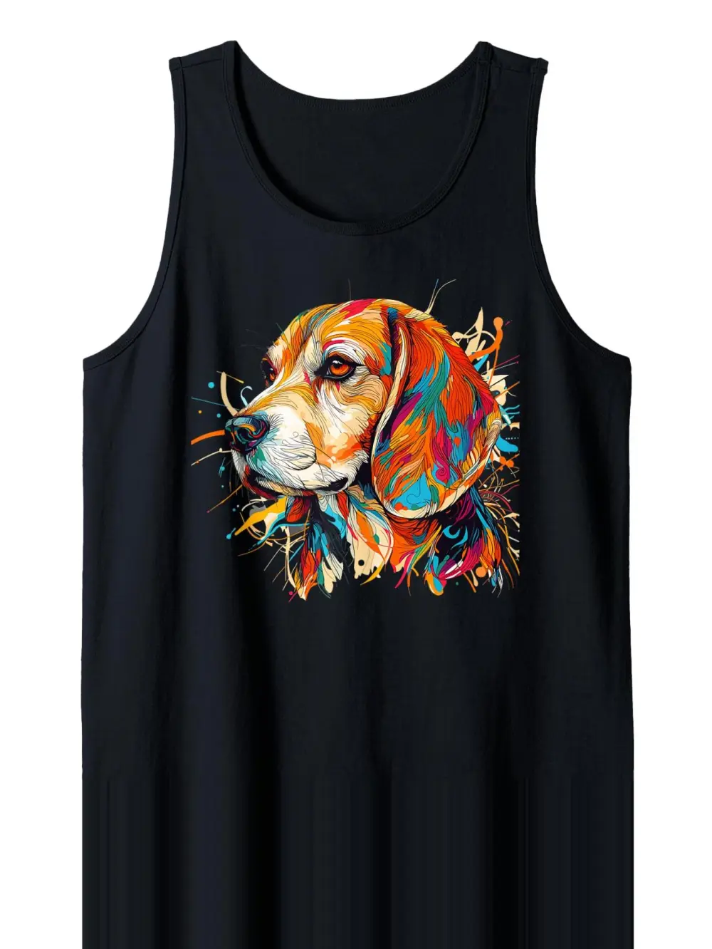 Colorful Abstract Beagle Print Tank Top