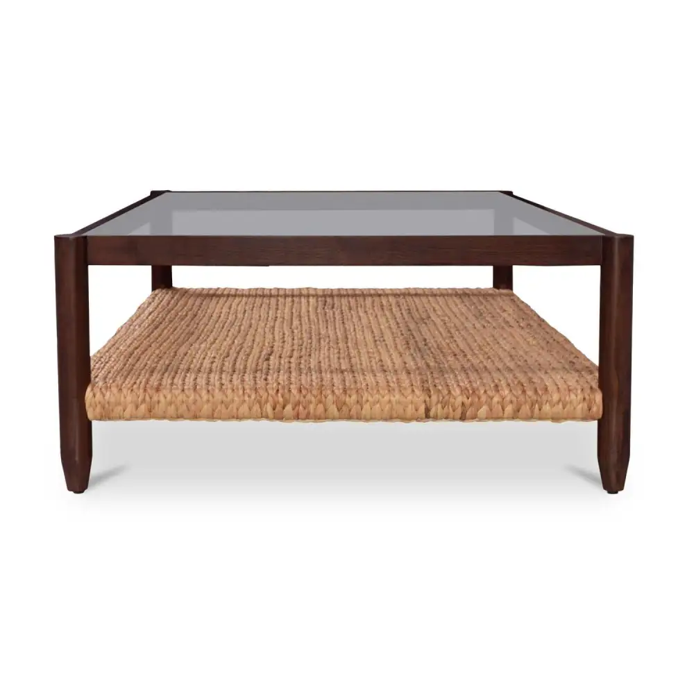 Wood-Framed Glass Coffee Table