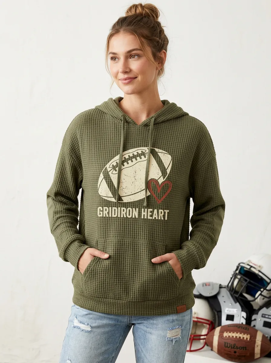 Women's Heritage Gridiron Heart Waffle Hoodie
