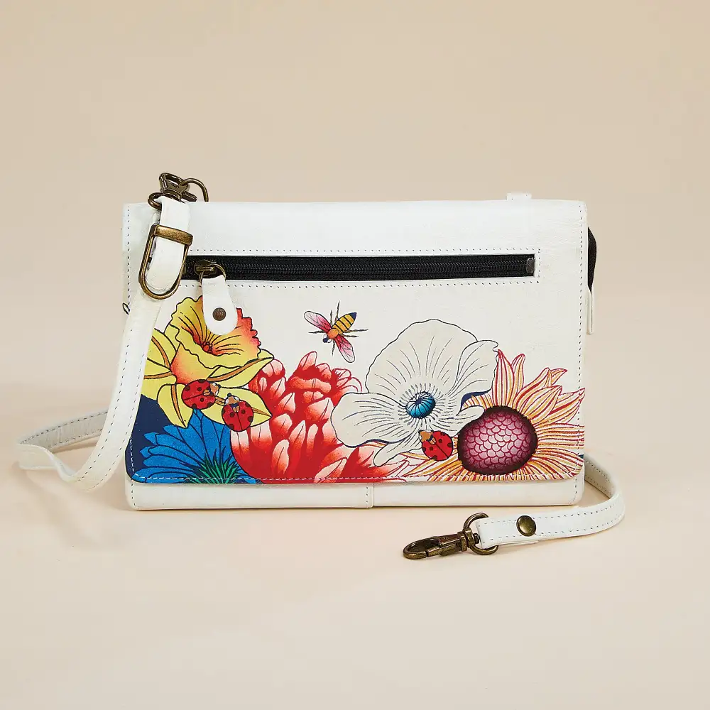 Leather Hand-Painted Floral Wallet