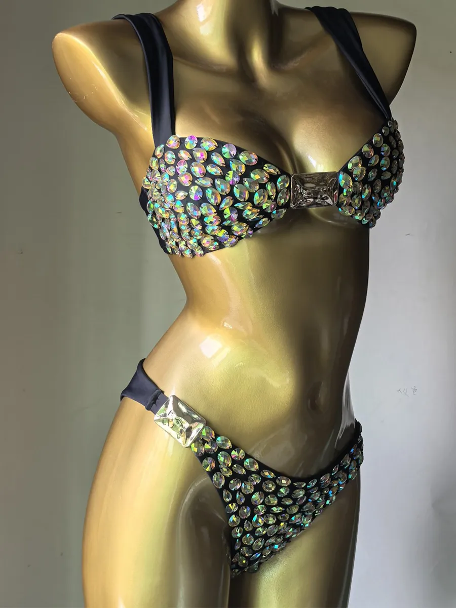 Alina Rhinestone-Embellished Satin Bikini