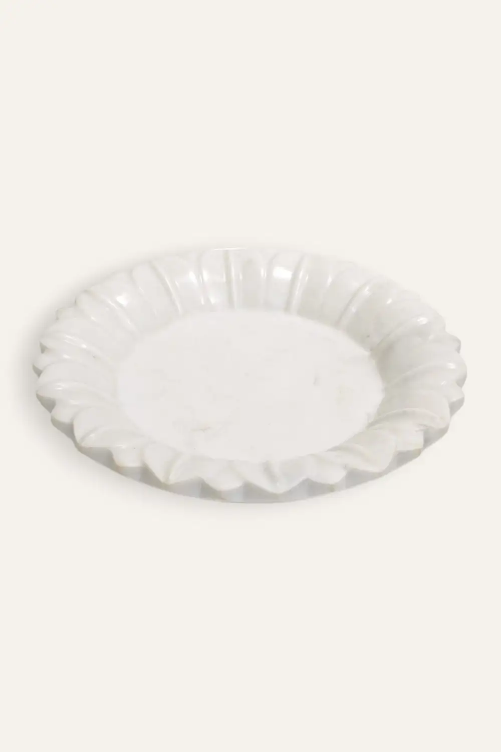 Radial Cut Marble Round Serving Tray