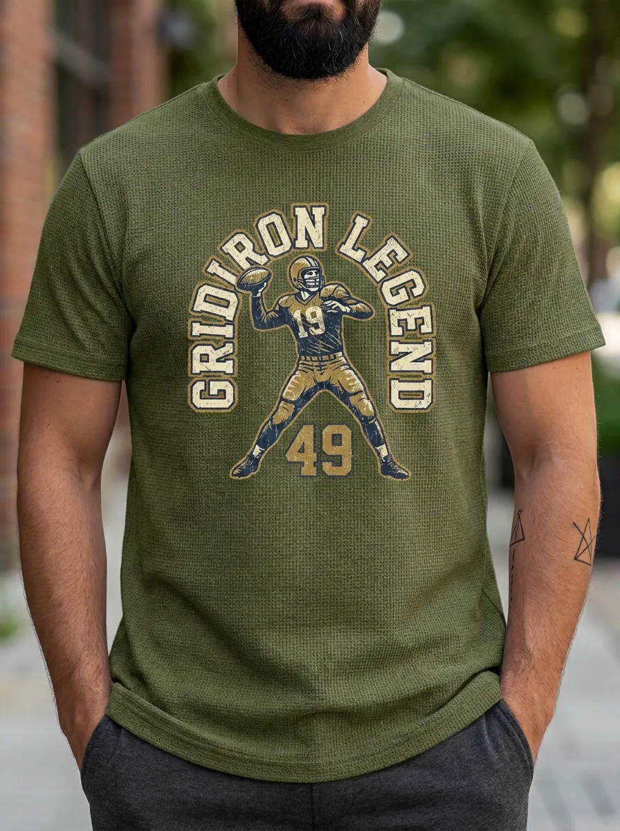 Men's Vintage Inspired Football Gridiron Ball Crew Neck Graphic T-Shirt