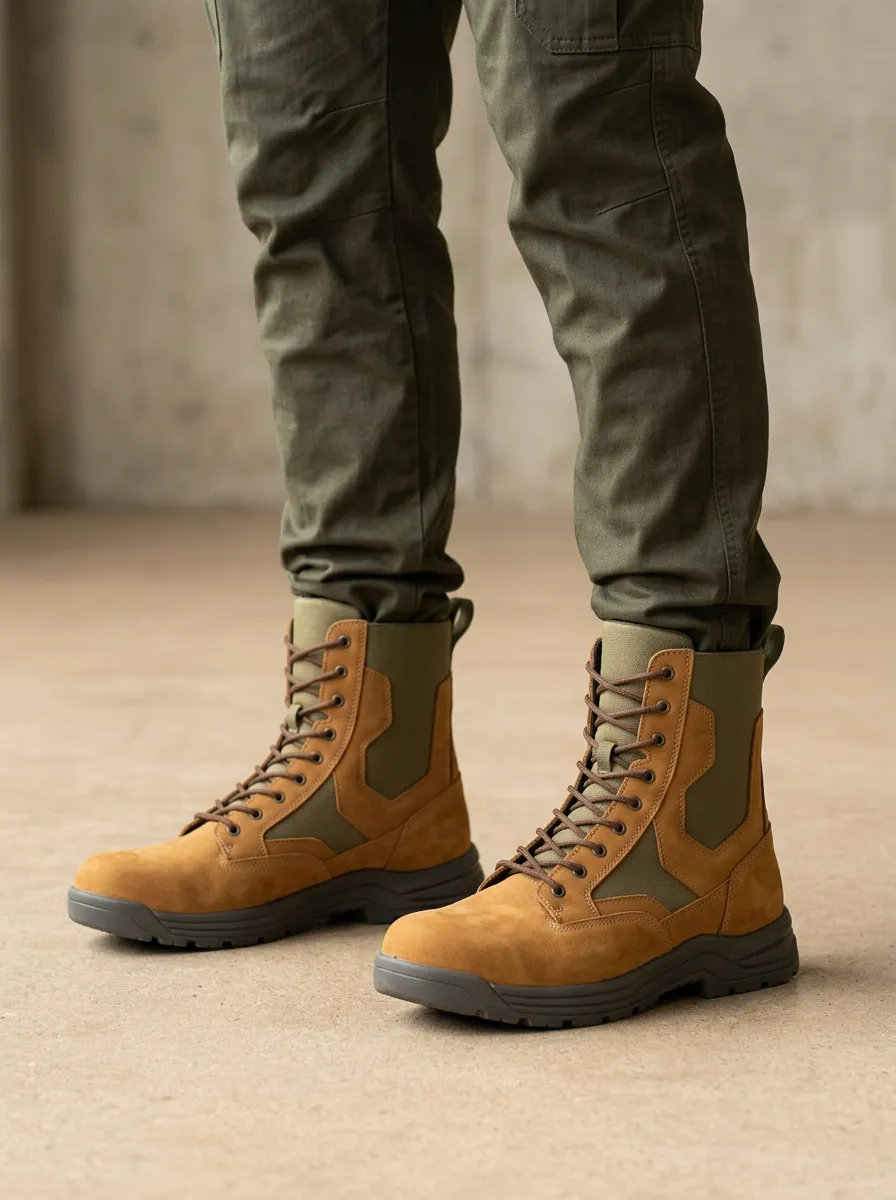 Unisex Modern Tactical Outdoor Suede Print Work Boots
