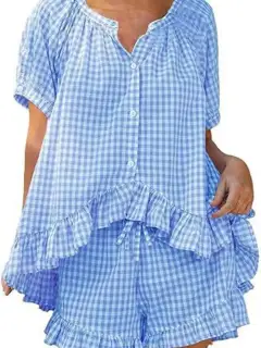Refined Ruffled Top and Shorts Matching Set