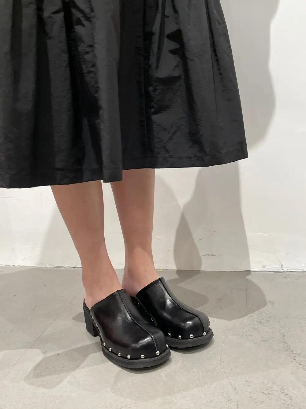Faux Leather Platform Heeled Mules