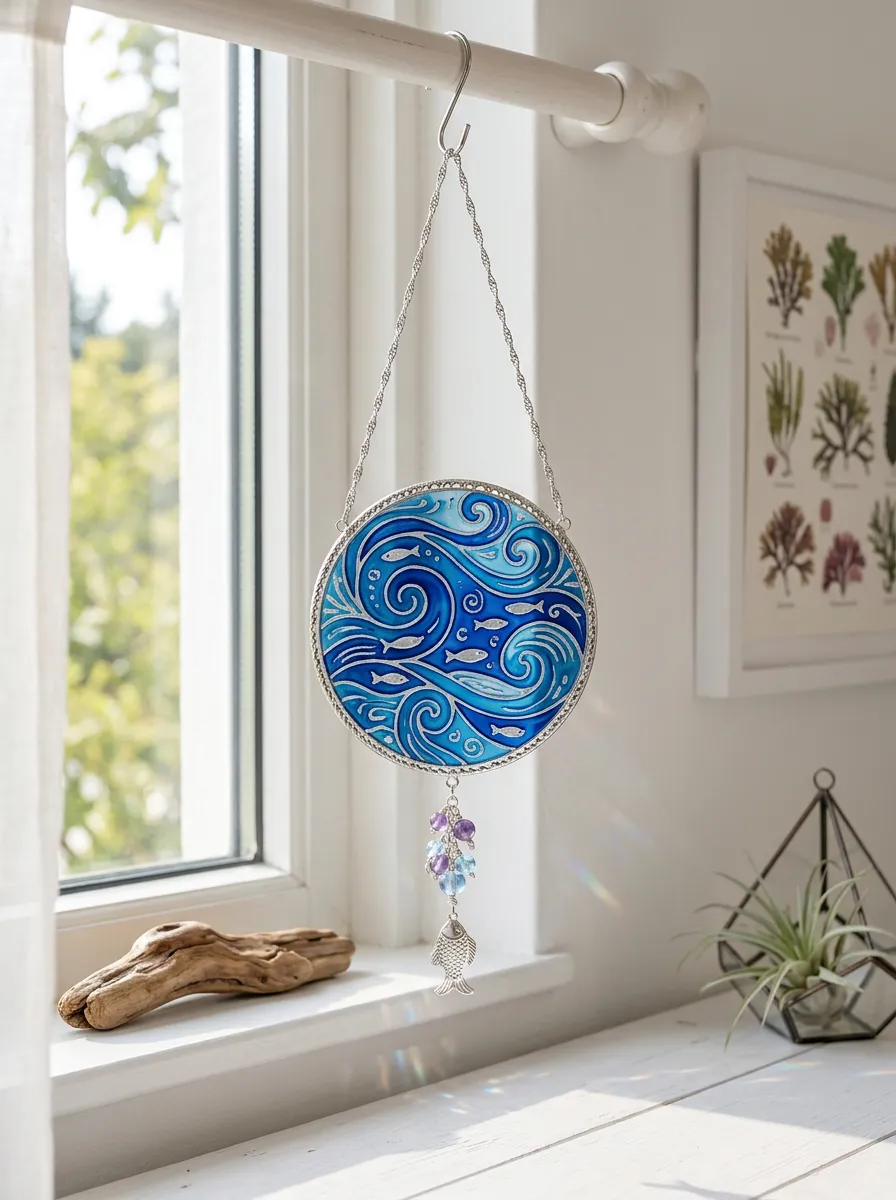 Blue Swirl Fish Printed Suncatcher