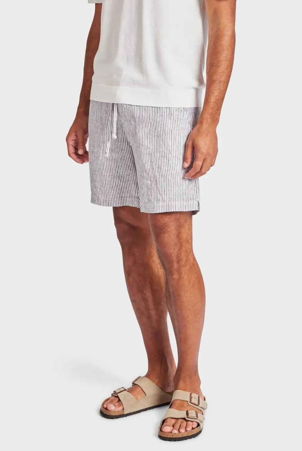 Vertical Striped Linen Blend Casual Resort Shorts