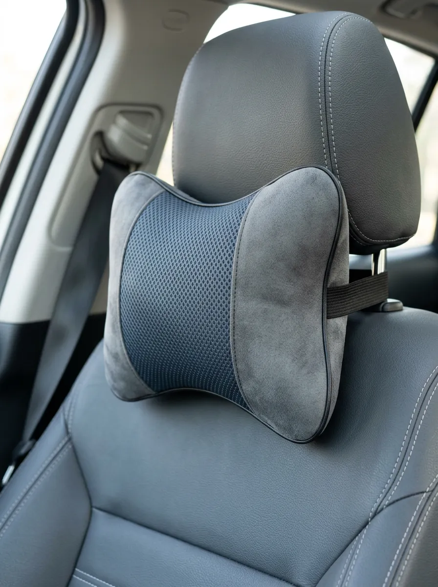 Mesh Suede-Look Car Neck Support Pillow