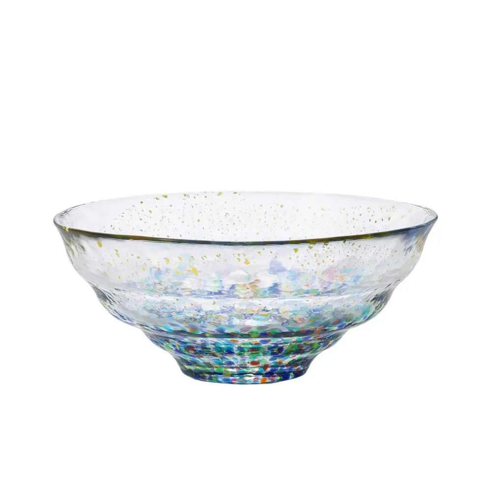 Metallic Accent Glass Serving Bowl
