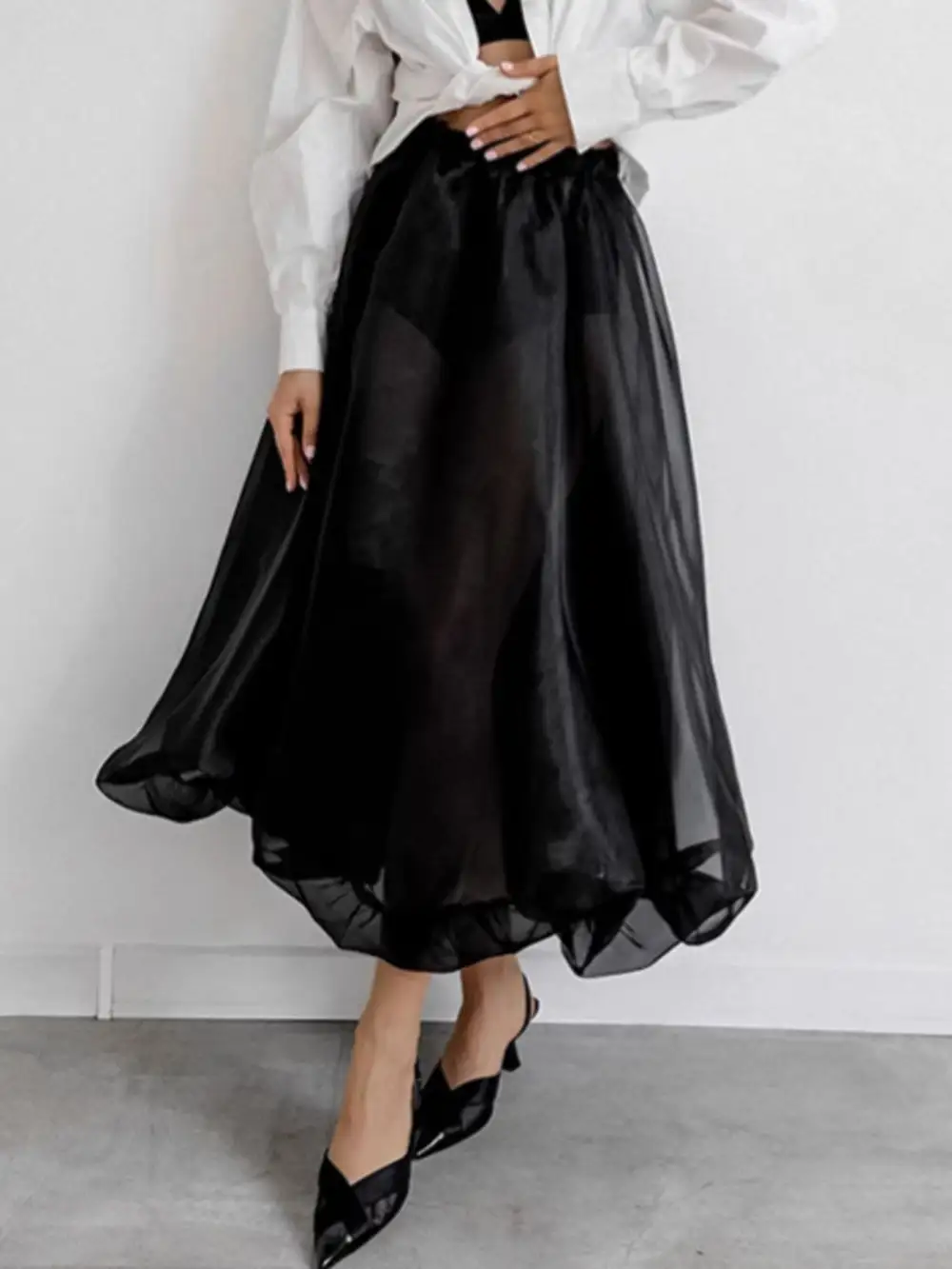 Elastic Waist Flowy Skirt