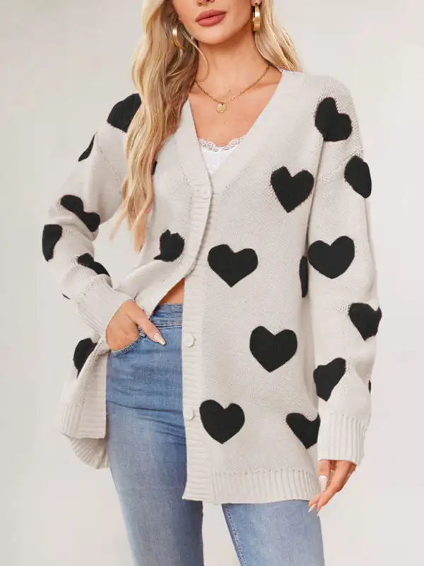 V-Neck Knit Pocketed Cardigan
